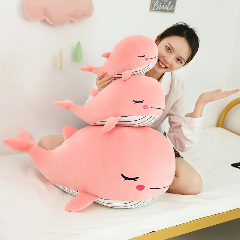 Super Soft Whale Plush Toy Cartoon Animal Fish Stuffed Doll Sleeping Pillow Cushion