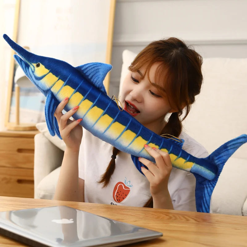 Simulation Blue Marlin Plush Toy – Stuffed Soft Creative Fish Pillow for Kids and Adults (60–140cm)