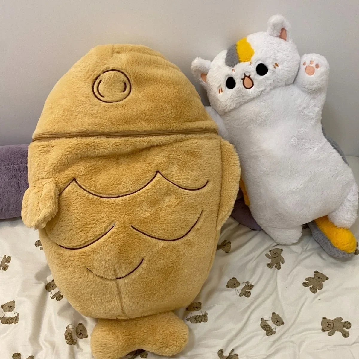 Japan Cat Plush Toy Anime Figure Cat Hiding in Cushion Bag Ferry Bunny Carrot