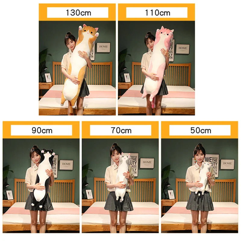Soft Long Cat Plush Toy – Cute Nap Pillow for Kids & Home Decor