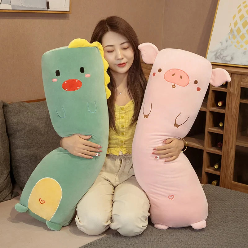 Long Giant Koala Dog Hippo Dinosaur Lion Pig Plush Toy Cylidrical Animal Bolster Pillow