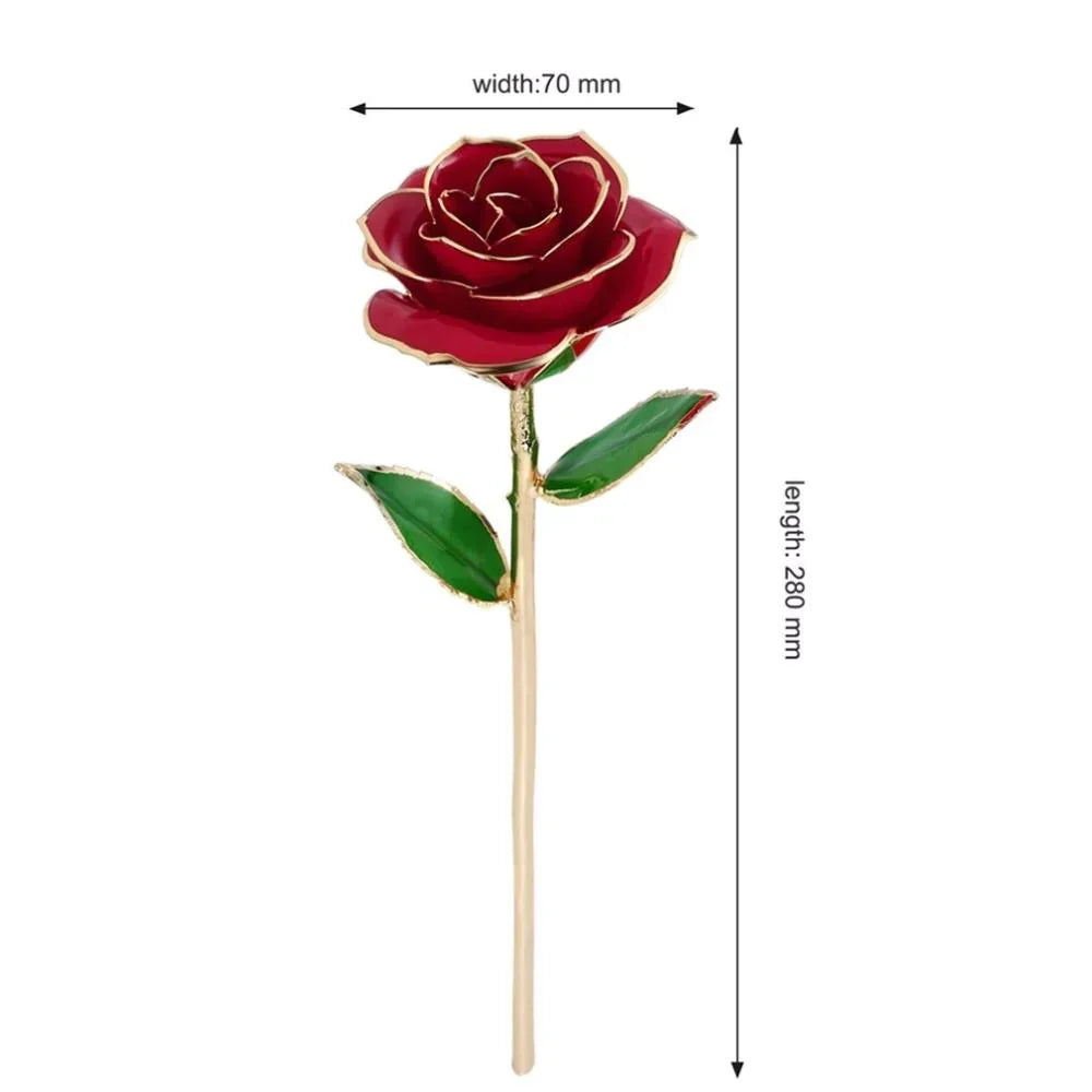 Adorable 24k Gold Dipped Long-Stem Rose | 4 Colors | Gift Box & Stand - Cute rose Toy