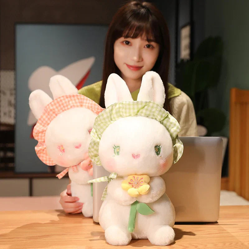 Rabbit with Japanese Anemone Flower Plushie