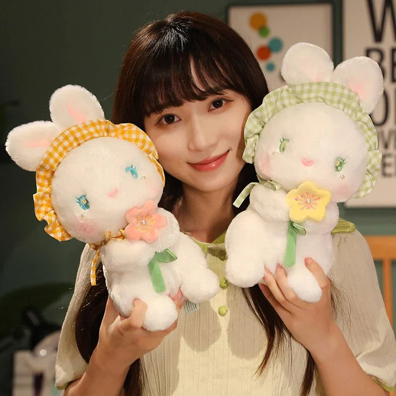 Rabbit with Japanese Anemone Flower Plushie