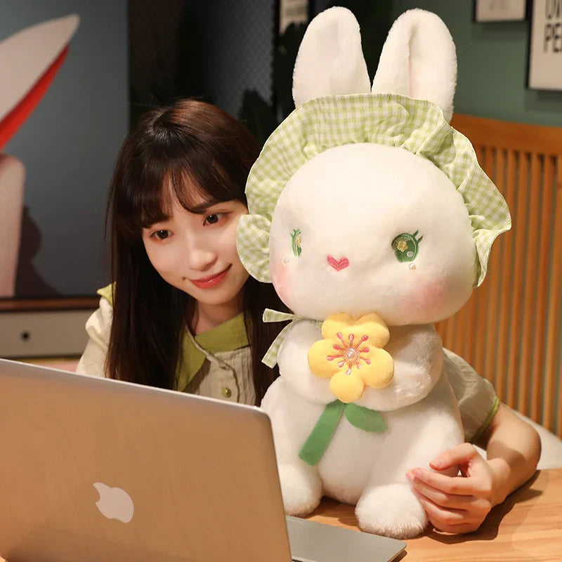 Rabbit with Japanese Anemone Flower Plushie