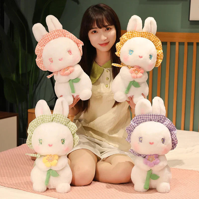 Rabbit with Japanese Anemone Flower Plushie