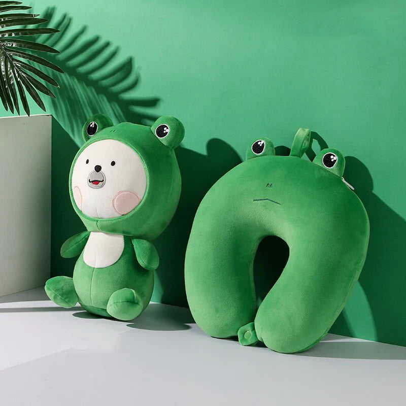 Kawaii 2-in-1 Travel Neck Support Pillow Plushie Zoo Edition | NEW