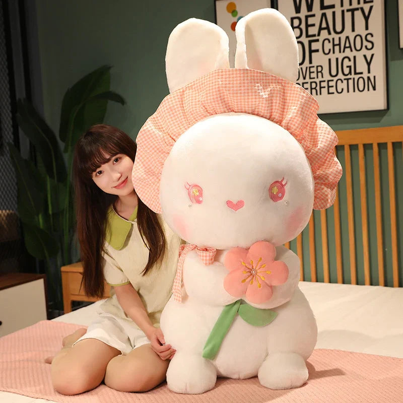 Rabbit with Japanese Anemone Flower Plushie