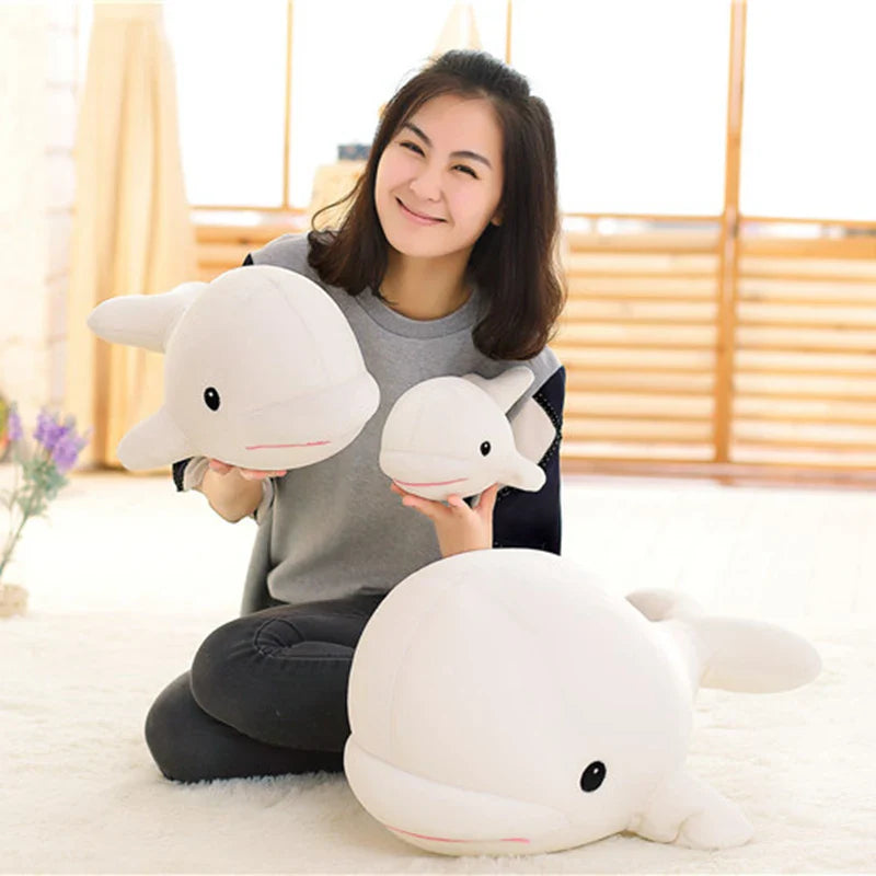 Lovely Soft White Whale Plush Toy – Foam Particle Filled Plush Doll for Kids