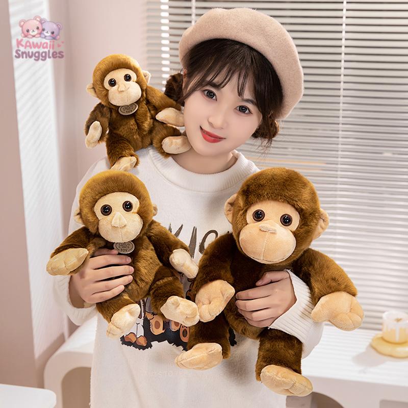 Realistic Dark Brown Monkey Plush – Soft & Adorable Companion