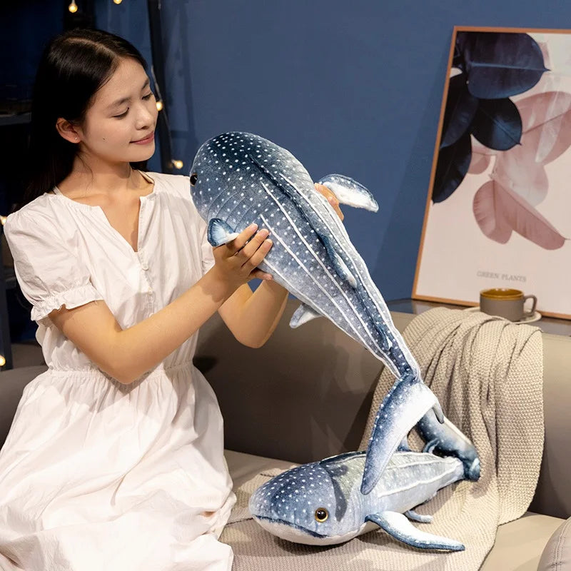 Simulated Whale Shark Plush Toy Soft Stuffed Sea Animal Doll Long Pillow Cushion