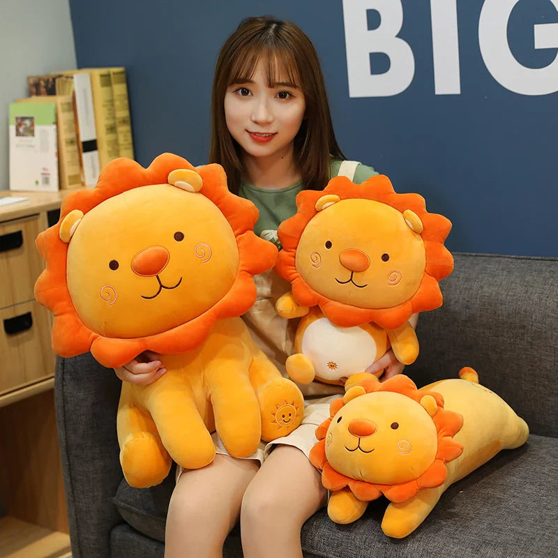 Lovely Smile Leo Lion Plush Toy Soft Cartoon Animal Pillow Gift