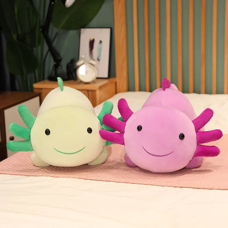 Giant Cute Salamander Newt Baby Plush Toy Green Blue Pink Red Lying Smiling Face