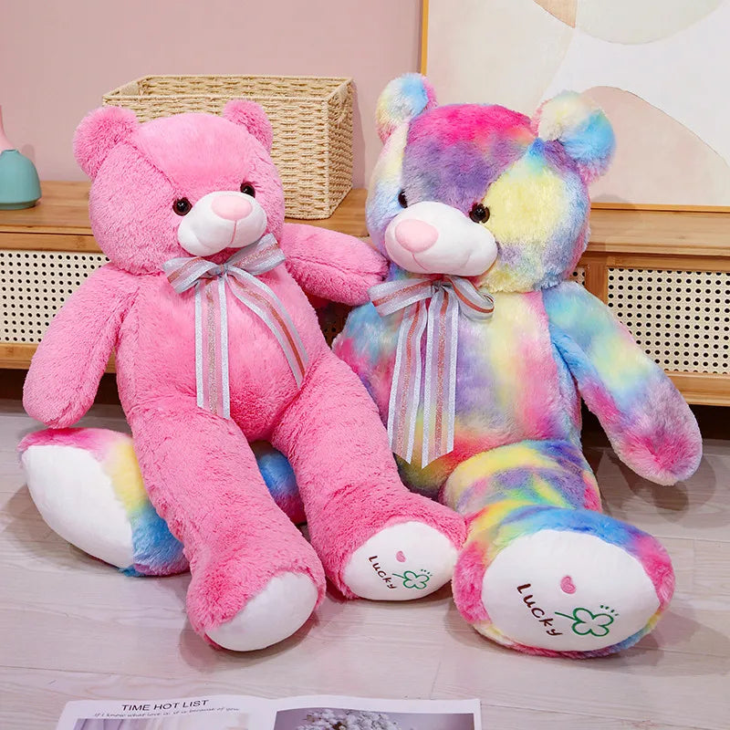 Cartoon Pink Rainbow Colors Teddy Bear Plush Doll – Where Color Meets Cuteness