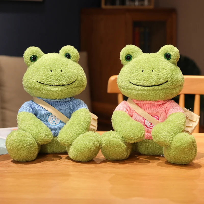 Kawaii Dressing Frog Plush Toy – Soft Stuffed Animal Pillow for Kids’ Birthday Gifts