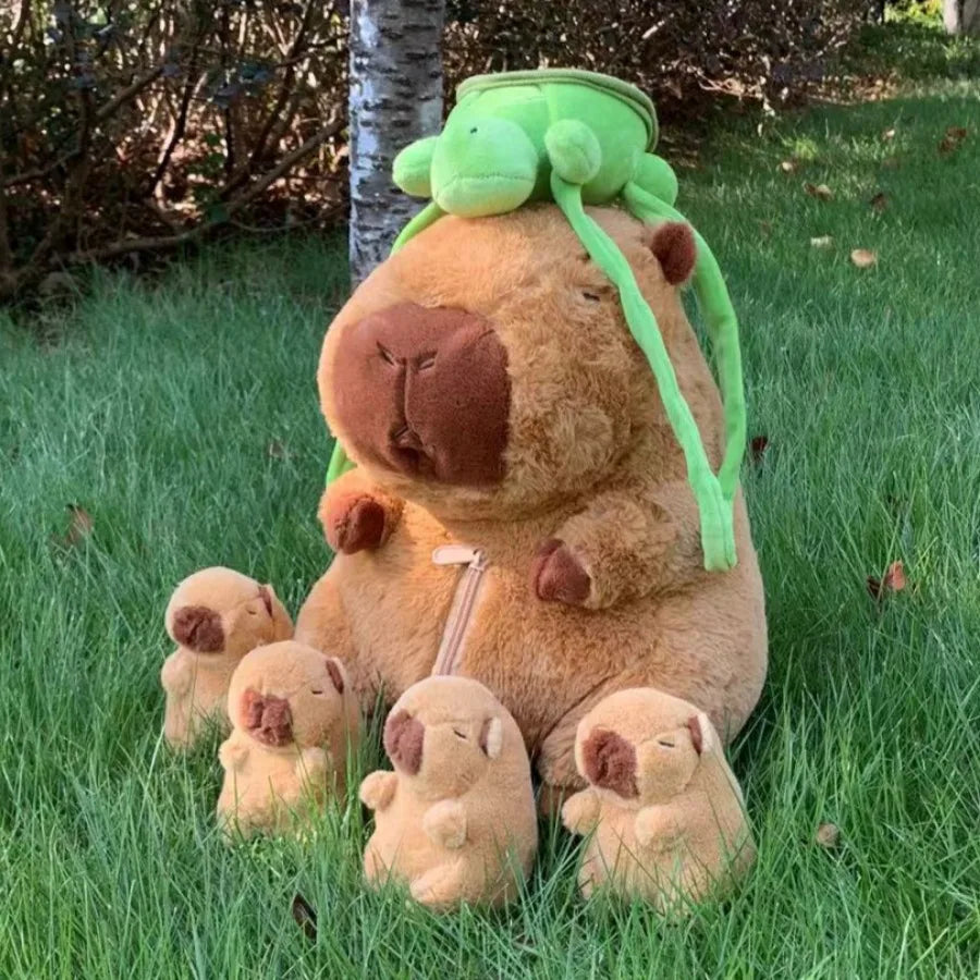 Capybara Plush Toy Set – Mommy & 4 Baby Capybara Dolls