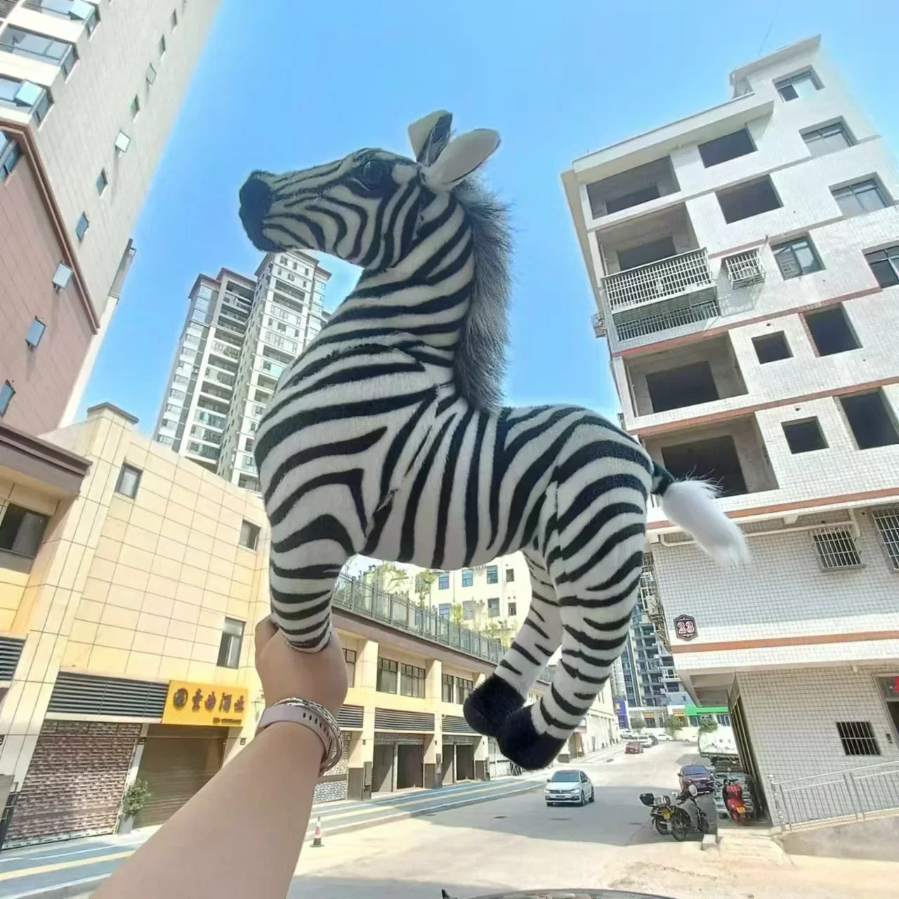 Zoo Pretty Standing Zebra Lively Simulated Stuffed Animals – Rideable Model, Kids Mount, Decorative Plush Doll, Baby Toy Gift