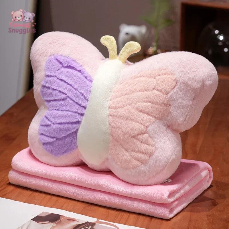 Colorfull Plush Butterfly Pillow Toy with Blanket