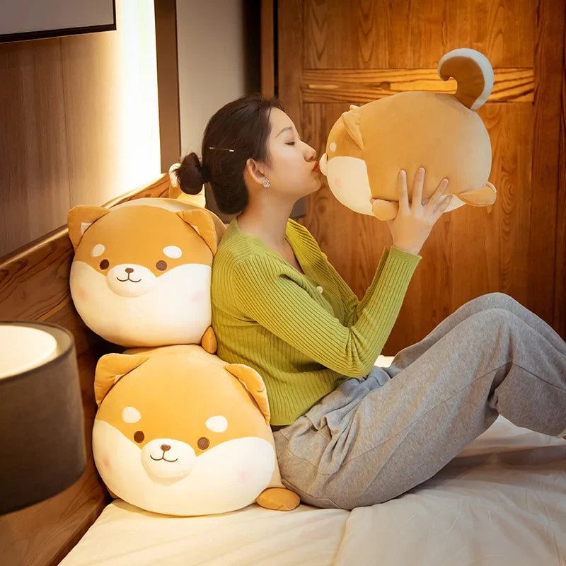Cute Fat Round Dog Plush Toy Big Shiba Inu Pillow for Girls and Birthday Gifts