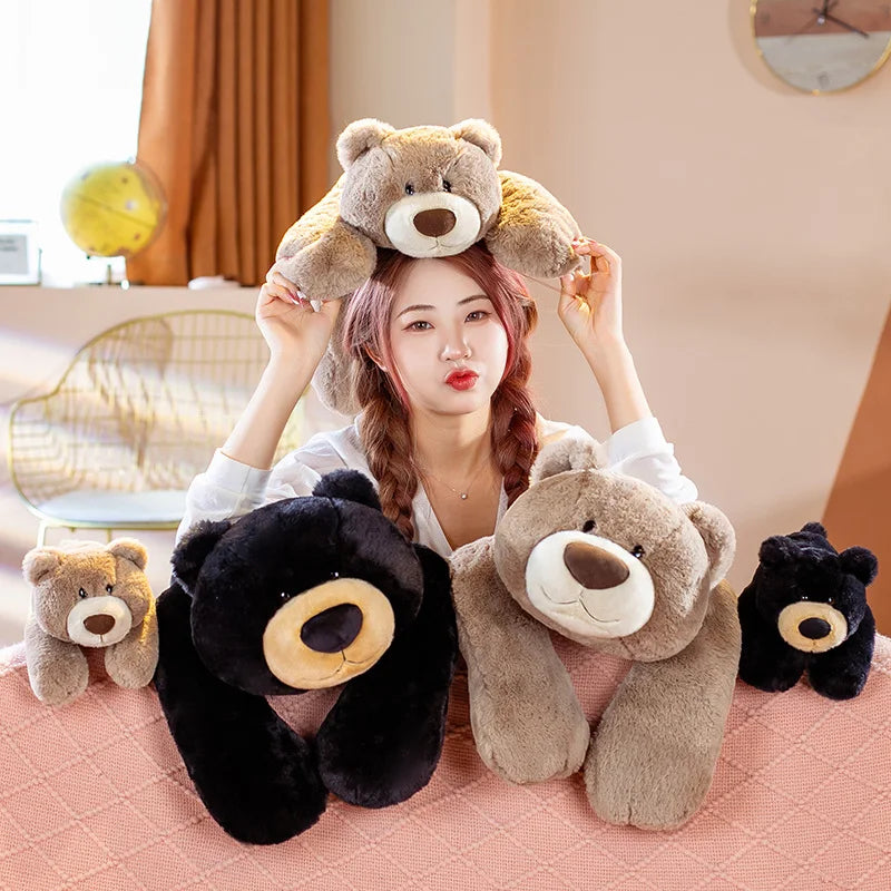 Kawaii Lying Bear Plush Toys Lovely Bear Pillow Sofa Cushion Appease Dolls