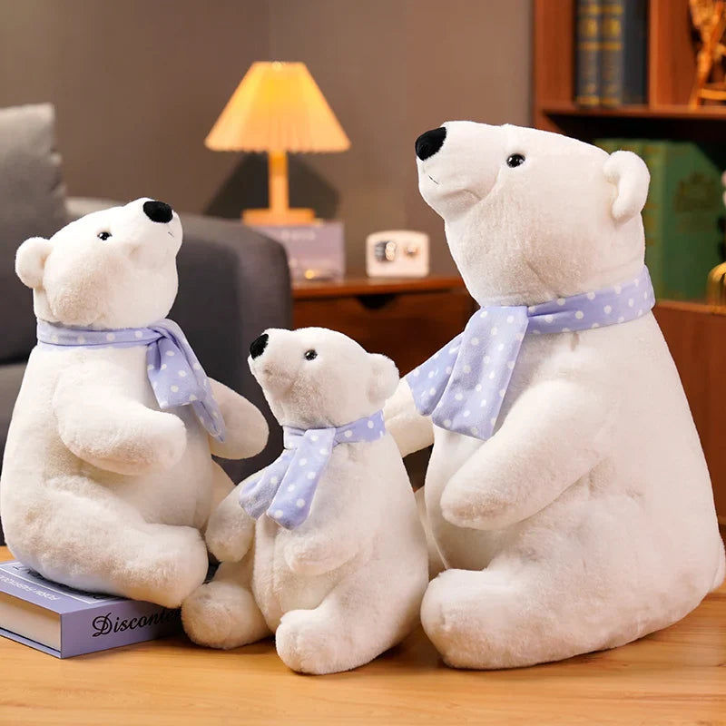 Lovely Polar Bear Plush Toys Cute Soft White Bears With Scarf Dolls