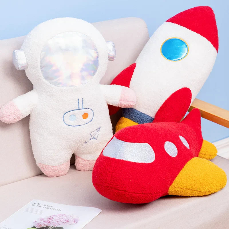 Cartoon Astronaut & Rocket Ship Plush A Space Adventure in Your Arms