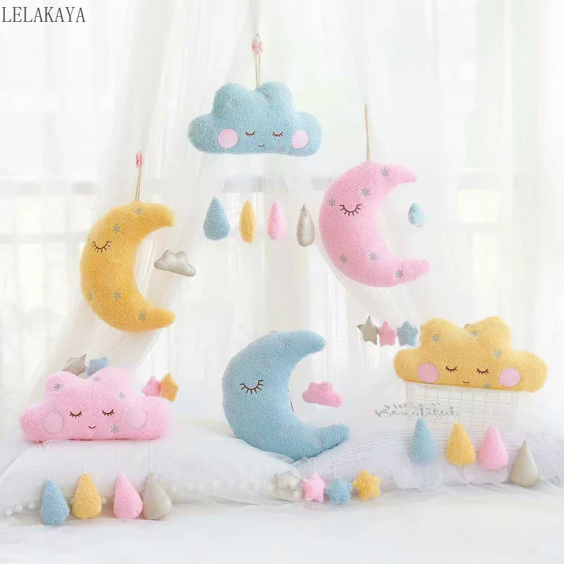 Cute Cloud Moon Rain Drops Plush Toys Wall Hanging – A Whimsy of Weather and Wonder