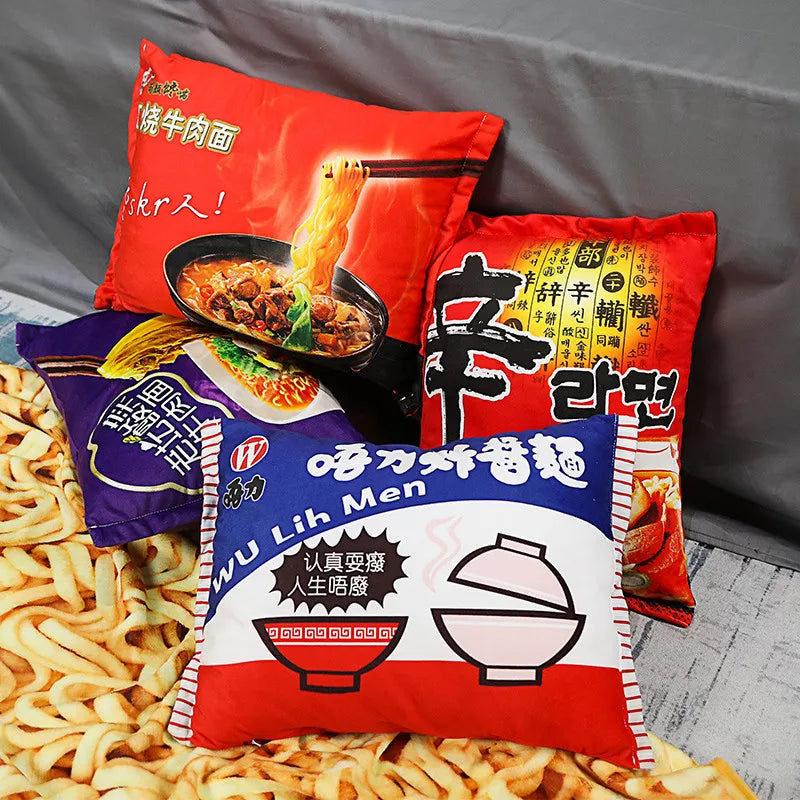 Simulation Instant Noodles Plush Pillow with Blanket