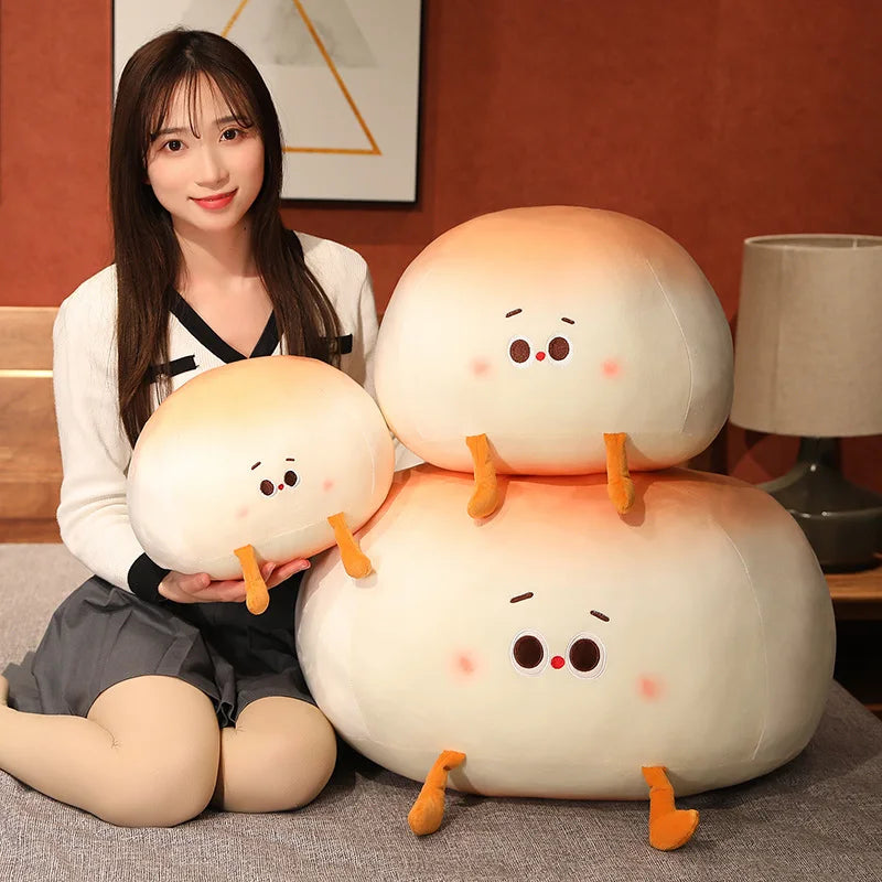 Adorable bao bun plush toy, soft plush fabric, hypoallergenic filling, three sizes: 8", 12", 16". Perfect gift!
