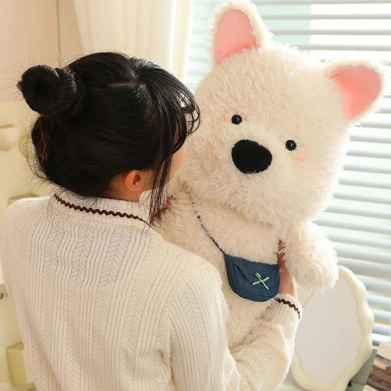 Nice White Dog Satchel With Long Hair Super Soft Dolls