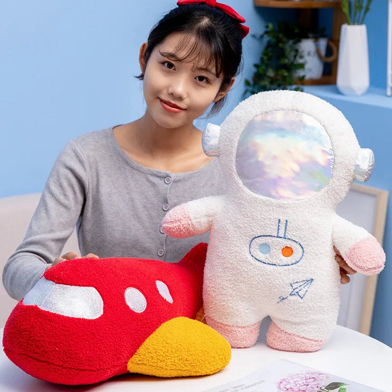 Cartoon Astronaut & Rocket Ship Plush A Space Adventure in Your Arms