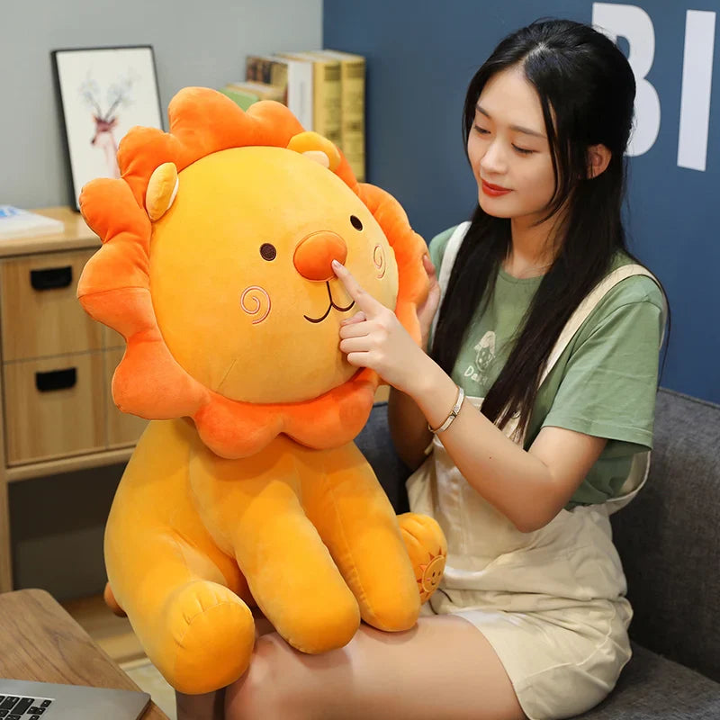 Lovely Smile Leo Lion Plush Toy Soft Cartoon Animal Pillow Gift