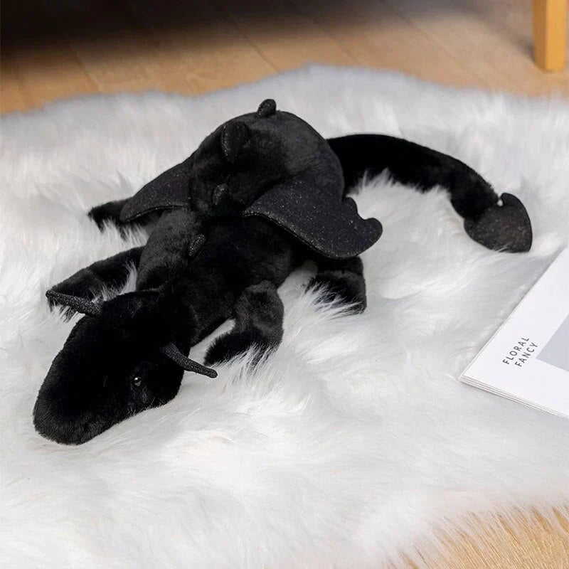 50cm black Gōkin dragon plush toy, soft PP cotton, cuddly & hypoallergenic. Perfect for kids & adults.