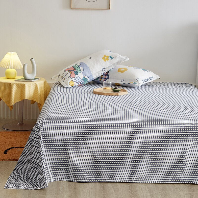 Cute bunny microfiber bedding set, reversible design, gingham pattern, includes duvet cover, flat sheet & pillowcases.  Soft, hypoallergenic, machine washable.