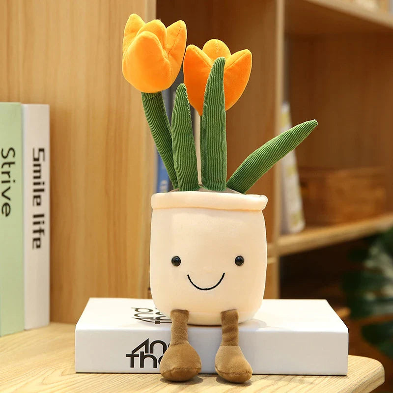 Tulip & Succulent Plush Toys – Soft Stuffed Potted Flower Dolls for Kids & Girls Gift