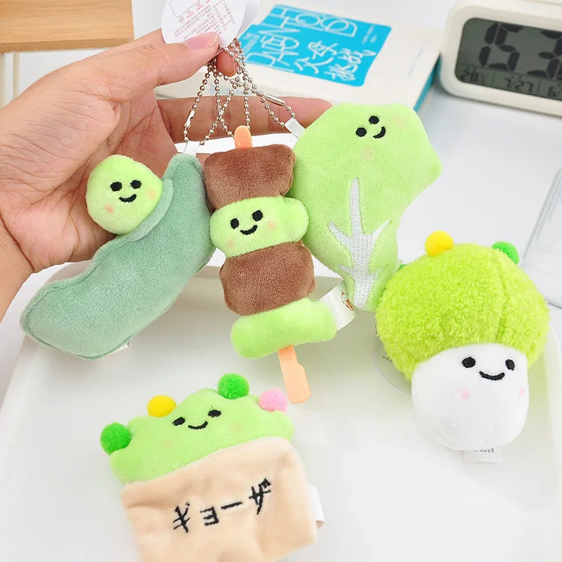 Vegetable Plush Keychain – Cute Bean Lettuce Cabbage Skewer Toy