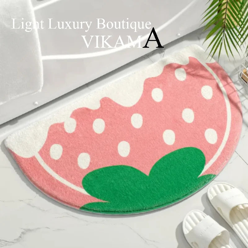 Vikama Strawberry Cashmere Foot Mat – Non-Slip & Washable Rug