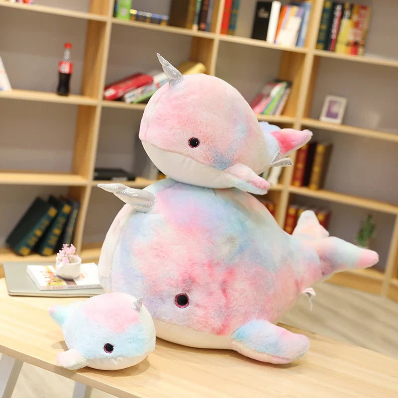 Colorful Narwhal Plush Toy – Soft, Kawaii Rainbow Marine Buddy