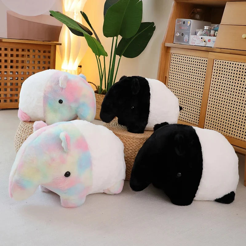 Rainbow plush doll very soft colorful black white doll pillow