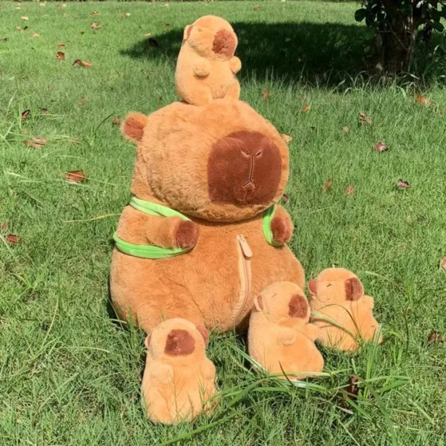 Capybara Plush Toy Set – Mommy & 4 Baby Capybara Dolls