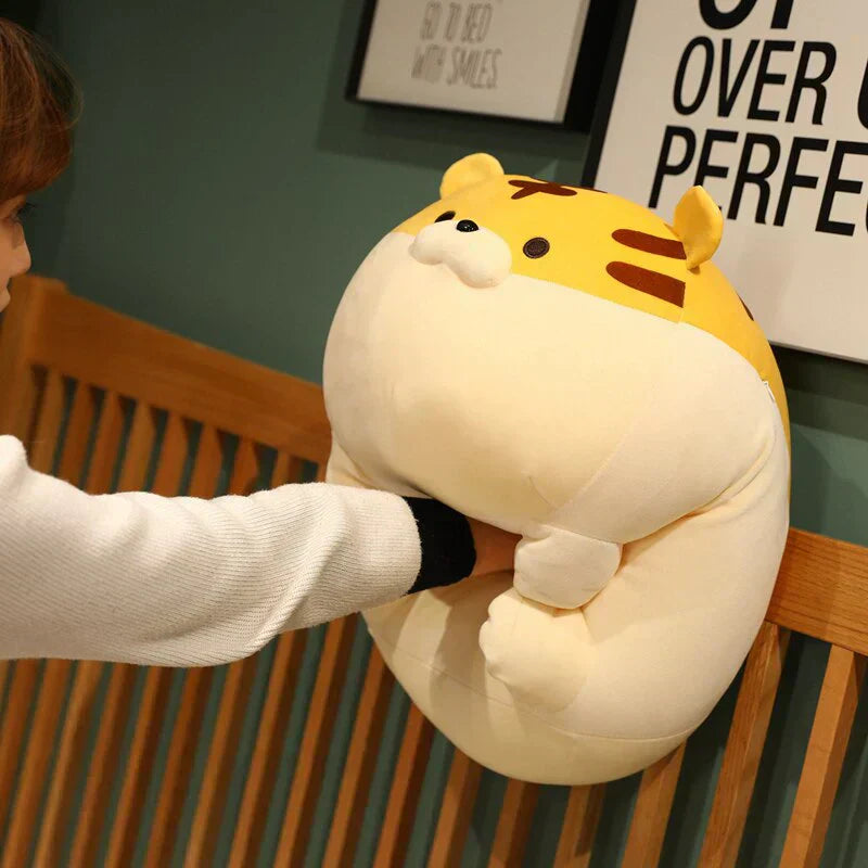 Cute chonky tiger plush toy, soft PP cotton, hypoallergenic, perfect gift.