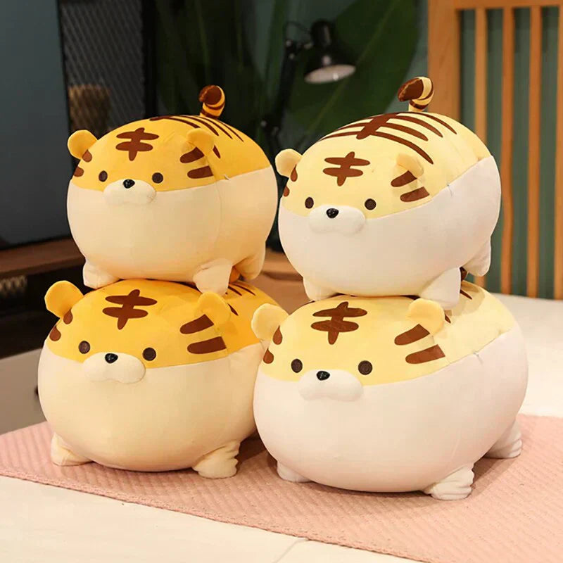 Adorable chonky tiger plush toy, super soft PP cotton, hypoallergenic, perfect gift.