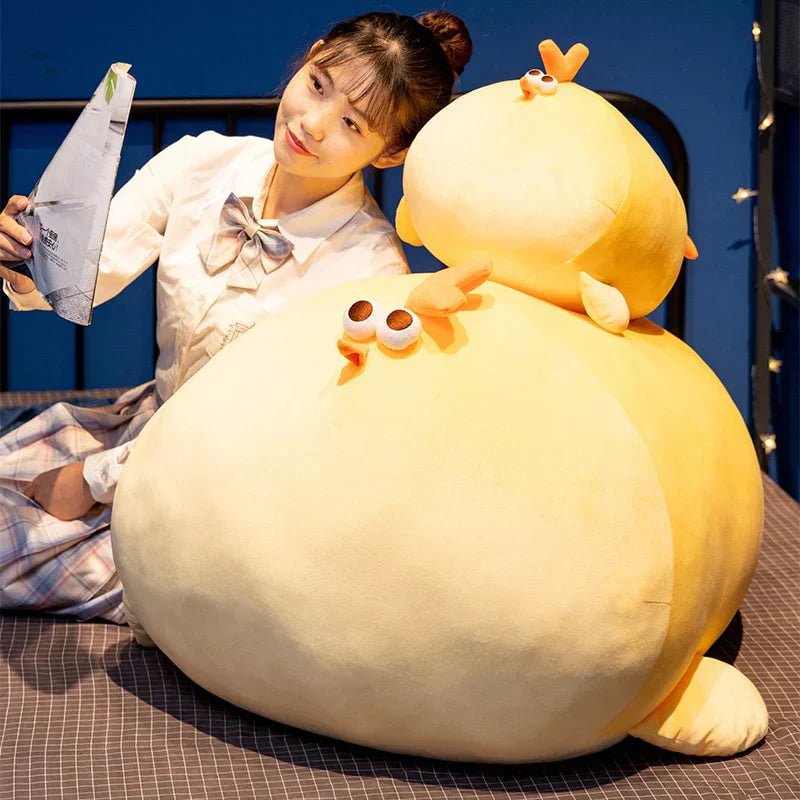 Jaba the Chonky Yellow Chicken plush toy, made of super-soft PP cotton, perfect for cuddling.  Available in 5 sizes.