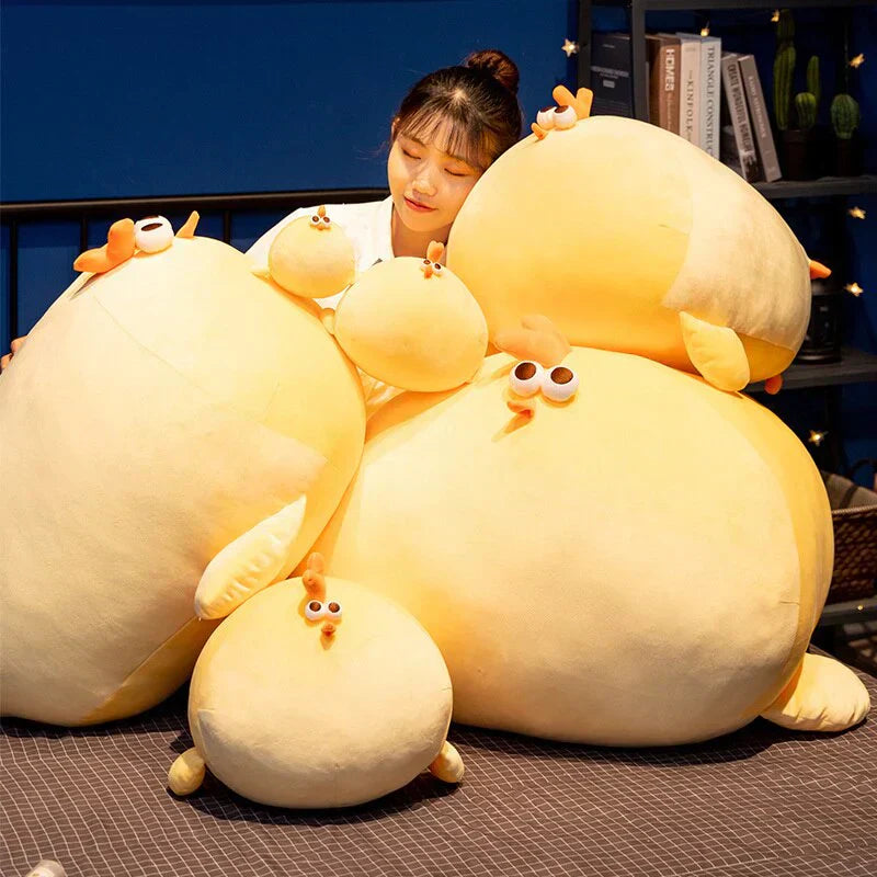 Chonky yellow chicken plush toy, super soft PP cotton, huggable, multiple sizes, perfect gift.