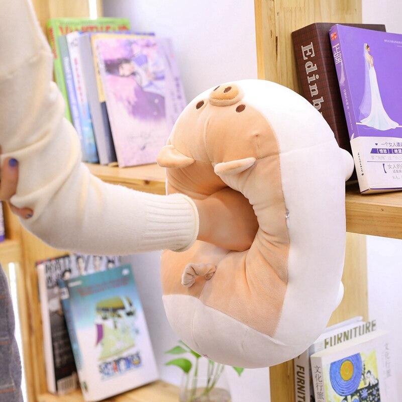 Cute chubby piggy plush toy, soft PP cotton, tan & white, huggable, hypoallergenic. Perfect gift!