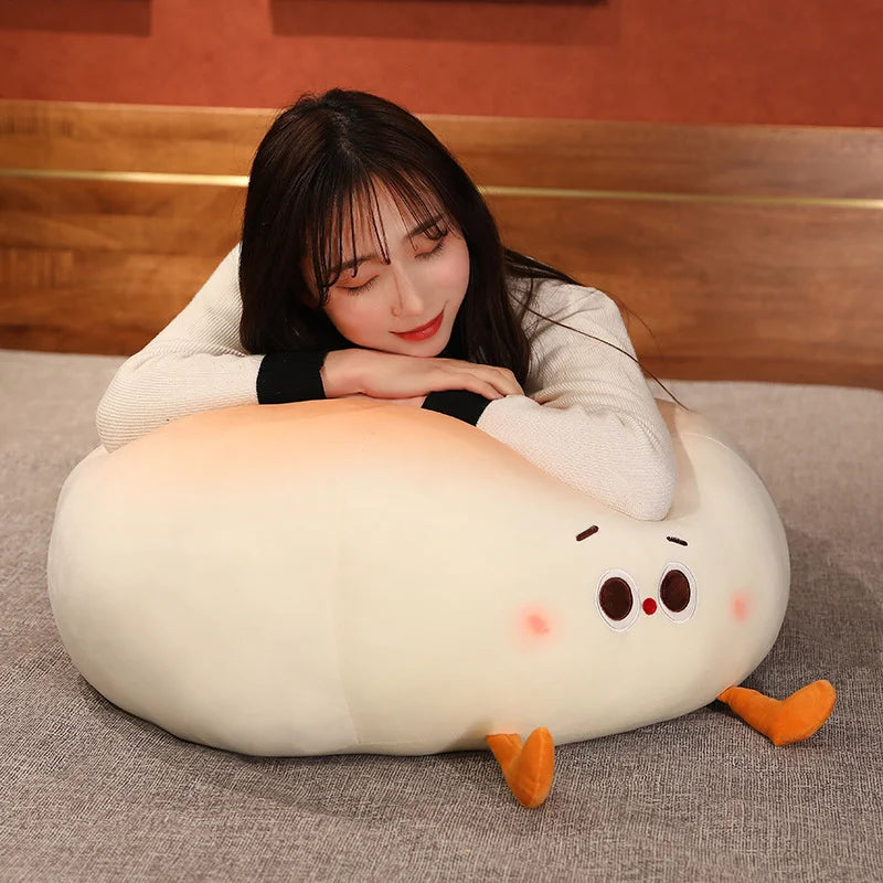 Cream-colored bao bun plush toy, soft plush fabric, 3 sizes (8", 12", 16"), adorable design, perfect gift.