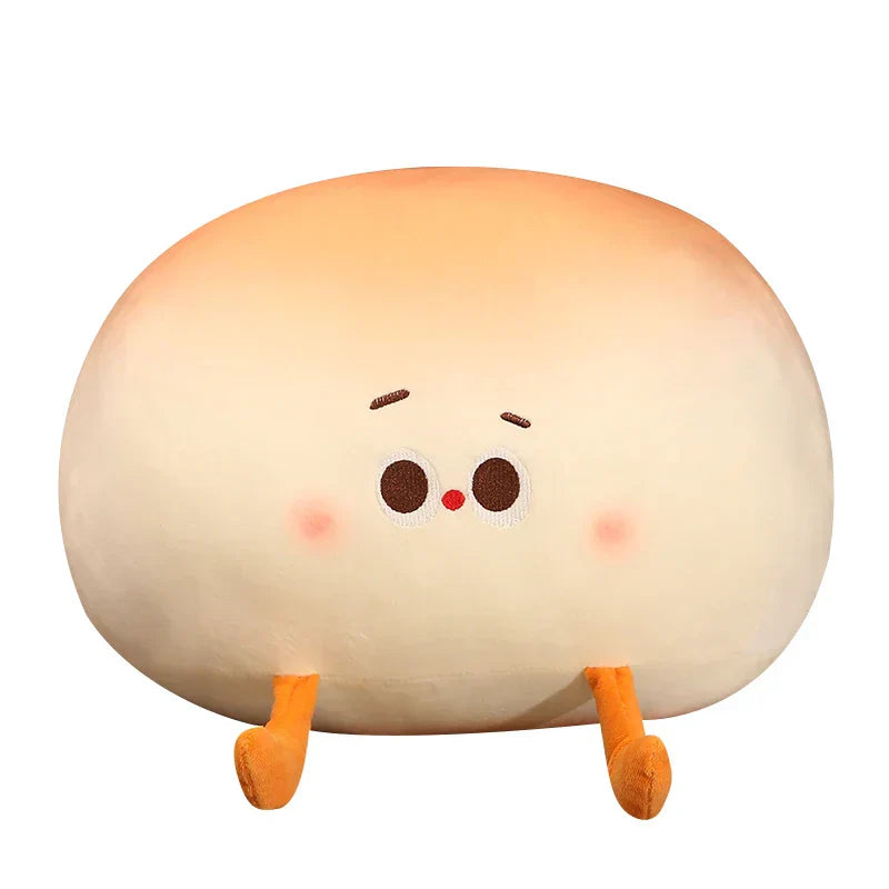 Adorable cream bao bun plush toy, soft plush fabric, 3 sizes (8", 12", 16"), hypoallergenic cotton filling.