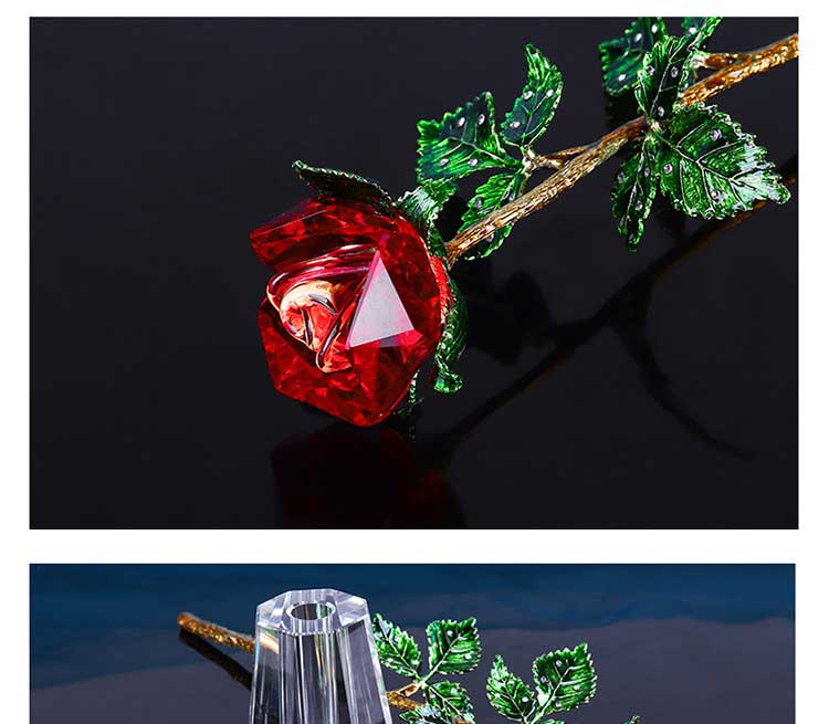 Crystal enchanted rose, 25cm, 4 colors: red, pink, purple, blue.  Metal stem, elegant décor, perfect gift.