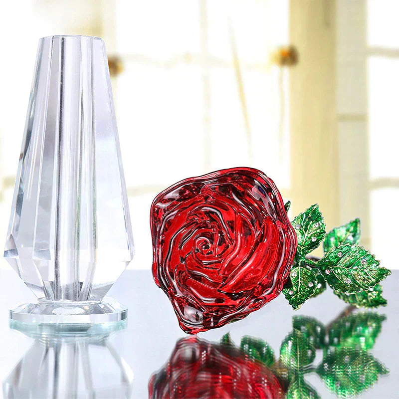 25cm crystal enchanted rose, 4 colors: red, pink, purple, blue.  Metal stem, elegant decor, perfect gift.