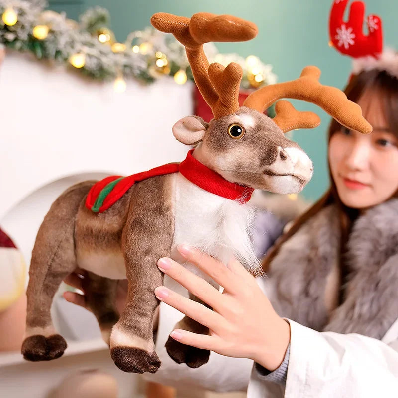 Realistic Reindeer Plush Toy Christmas Deer Plush Doll Elk Soft Toys Merry Christmas New Year Decoration Best Gifts for Kids